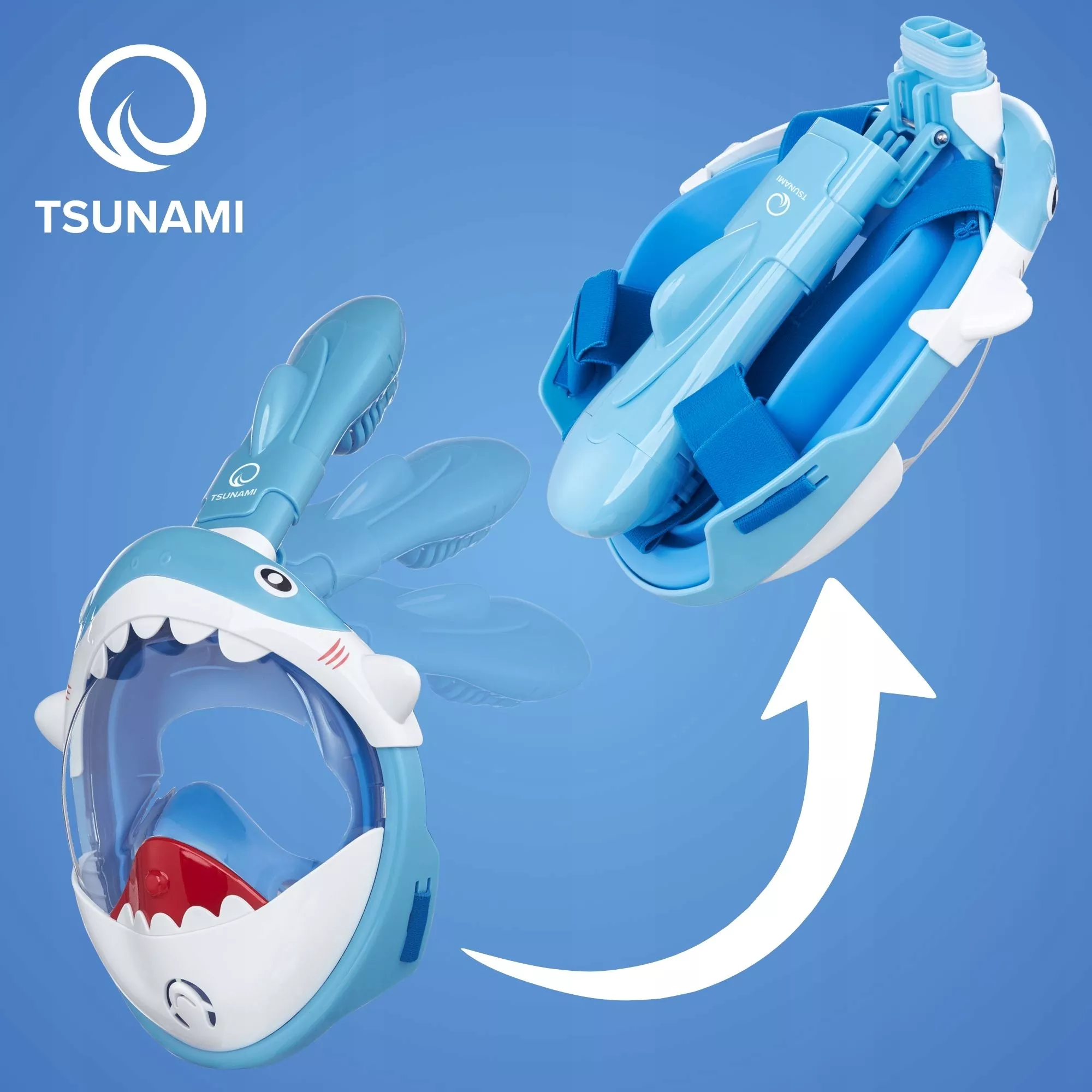 Detská potápačská maska, celotvárová, so šnorchlom Tsunami KIDS-SHARK