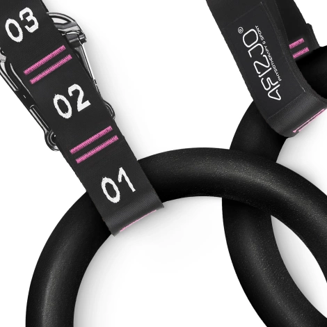 Kółka gimnastyczne do podciągania z ABS czarno-różowe