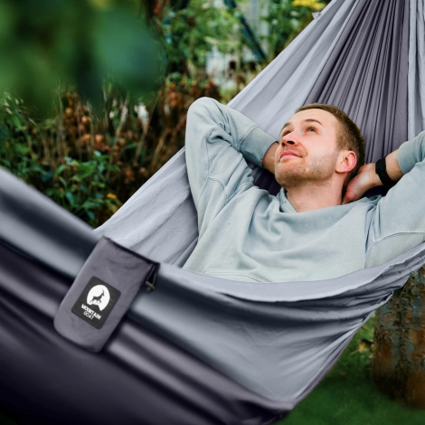 Hamak turystyczny jednoosobowy Mountain Goat szaro-grafitowy