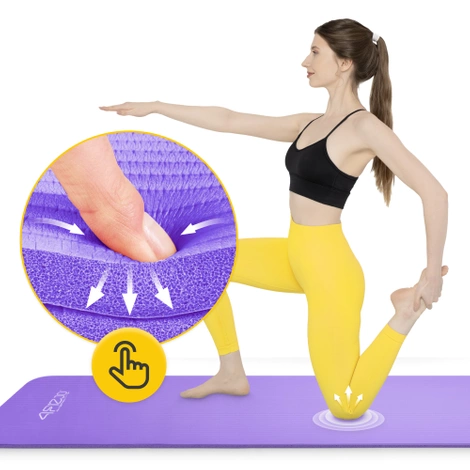 Mata do ćwiczeń fitness i jogi NBR 180 × 60 × 1 cm fioletowa