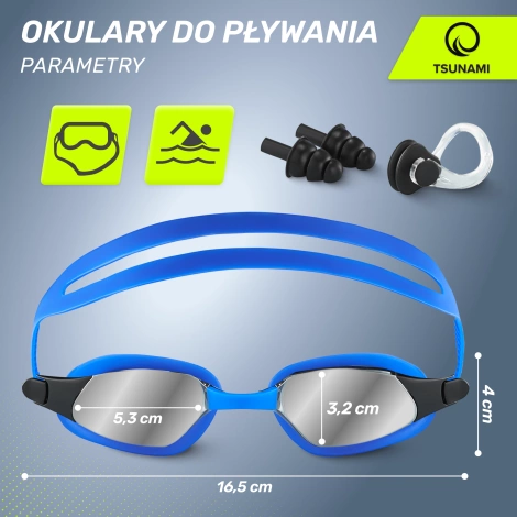 Okulary do pływania TSUNAMI niebieskie
