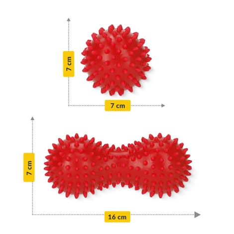 Podwójna piłka sensoryczna do masażu czerwona