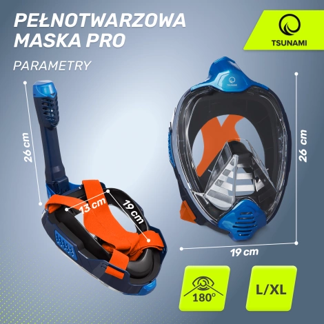 Maska do nurkowania pełnotwarzowa TSUNAMI PRO L/XL
