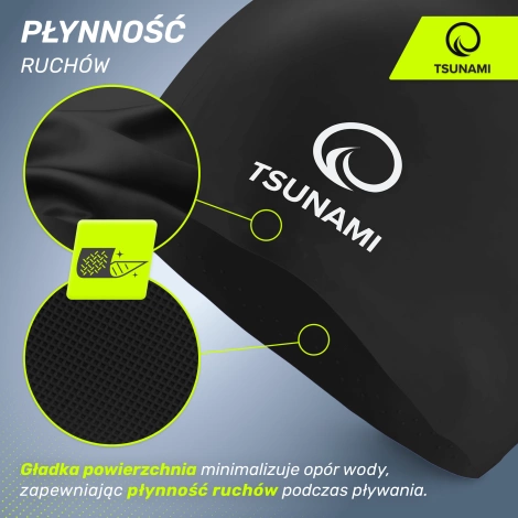 Czepek na basen unisex TSUNAMI czarny