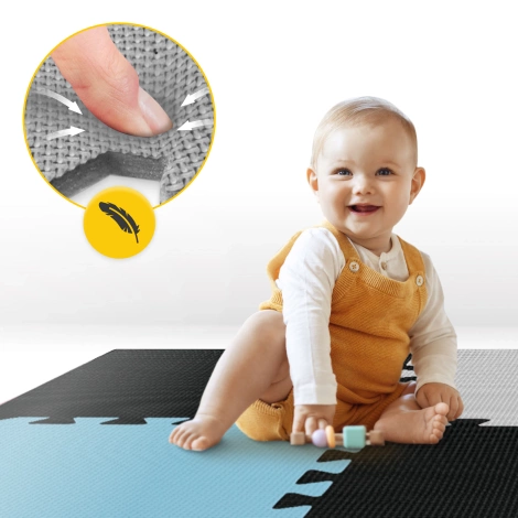 Mata edukacyjna dla dzieci puzzle 180 x 180 cm błękitna