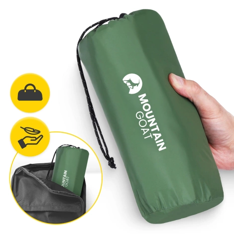 Dmuchany materac turystyczny jednoosobowy samopompujący Mountain Goat khaki
