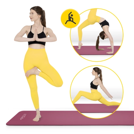 Mata do ćwiczeń fitness i jogi NBR 180 × 60 × 1,5 cm bordowa
