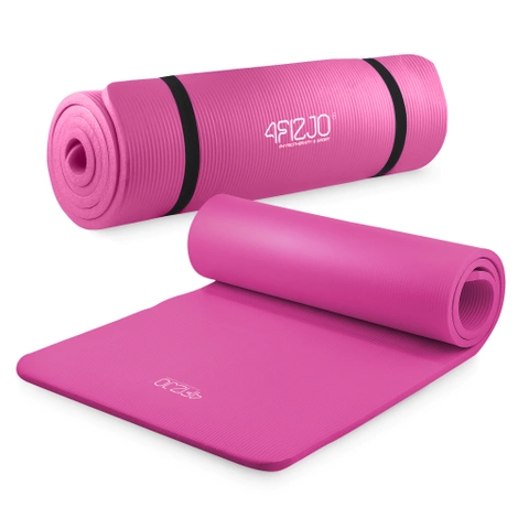 Mata do ćwiczeń fitness i jogi NBR 180 × 60 × 1,5 cm różowa