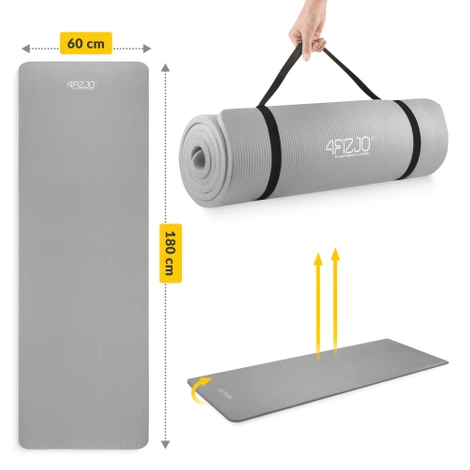 Mata do ćwiczeń fitness i jogi NBR 180 × 60 × 1,5 cm szara
