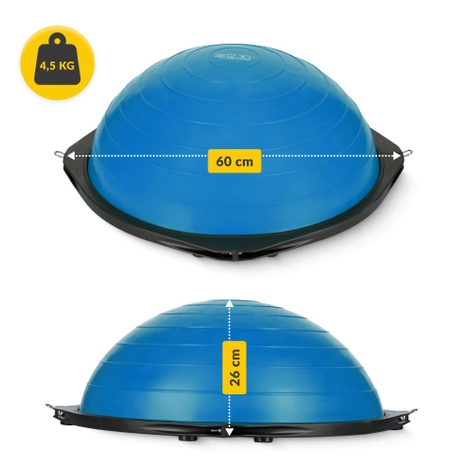 Półpiłka do balansowania równoważna z linkami niebieska