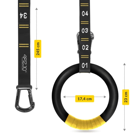 Kółka gimnastyczne do podciągania z ABS czarno-żółte
