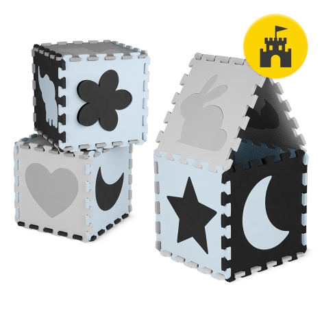 Mata edukacyjna dla dzieci puzzle 150 x 150 cm niebieski