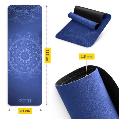 Zamszowa mata do jogi i ćwiczeń 1,5 mm niebieska