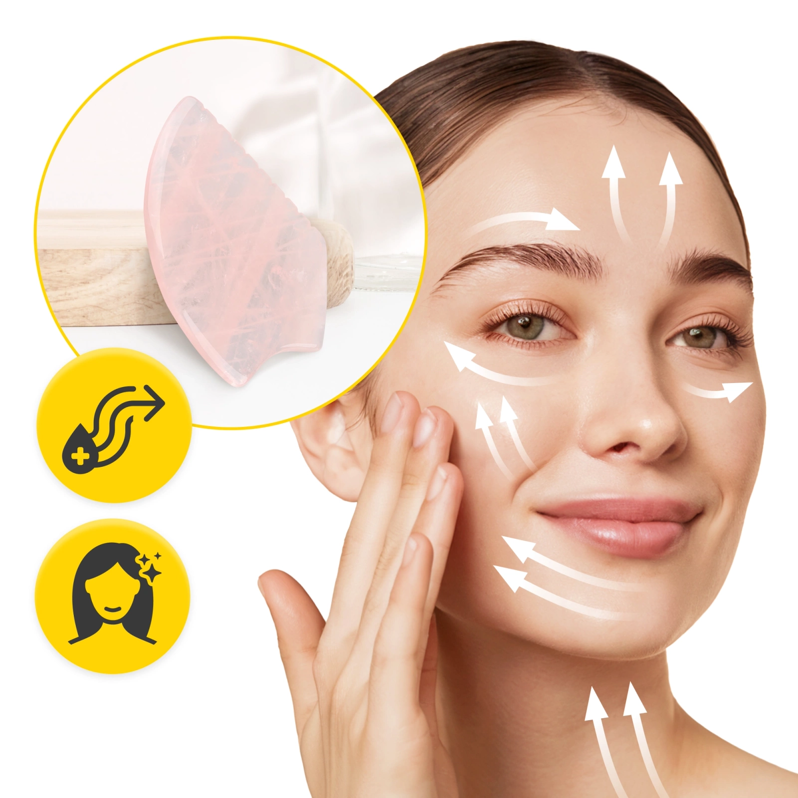 Karbowany kamień Gua Sha z naturalnego różowego kwarcu