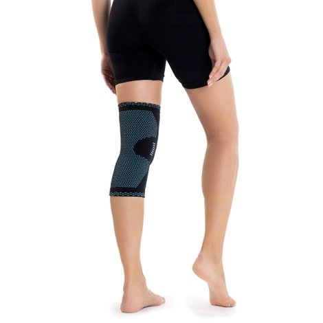 Elastyczna opaska na kolano ze stabilizacją rzepki XXL niebieska