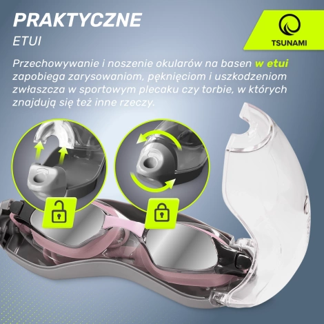 Okulary do pływania TSUNAMI różowe
