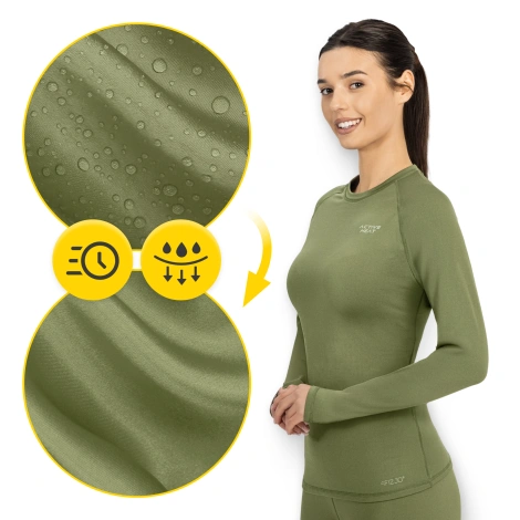 Koszulka termiczna unisex z długim rękawem - zielona, rozmiar XL