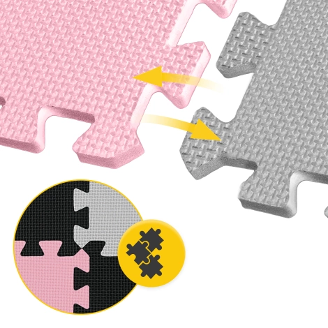 Mata edukacyjna dla dzieci puzzle 90 x 90 cm różowa
