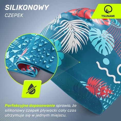 Czepek na basen damski TSUNAMI LEAFS