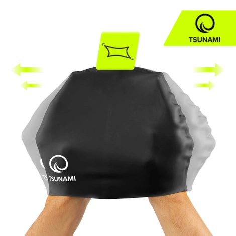 Czepek na basen dla dzieci TSUNAMI czarny