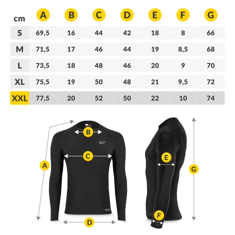 Koszulka termiczna unisex z długim rękawem - czarna, rozmiar XXL