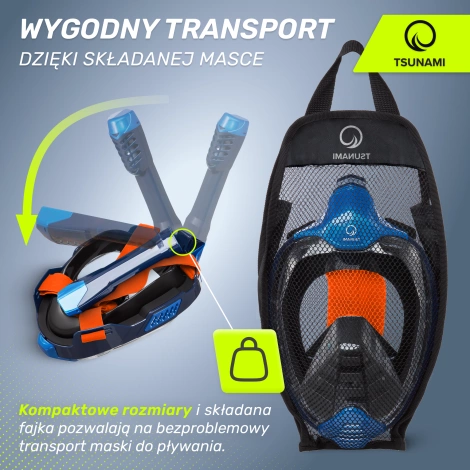 Maska do nurkowania pełnotwarzowa TSUNAMI PRO S/M
