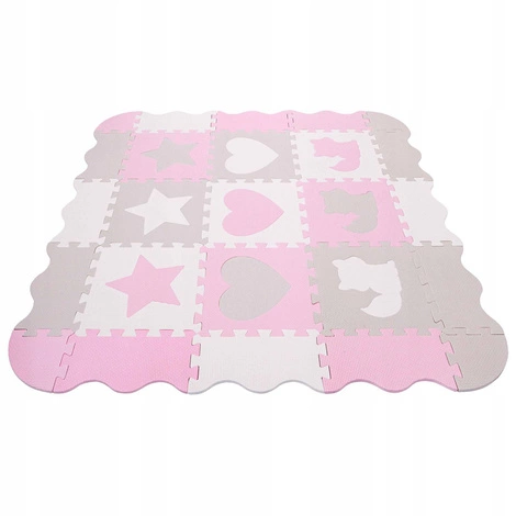 Mata edukacyjna dla dzieci puzzle 120 x 120 cm różowa