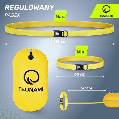 Bojka asekuracyjna do pływania dmuchana TSUNAMI żółta