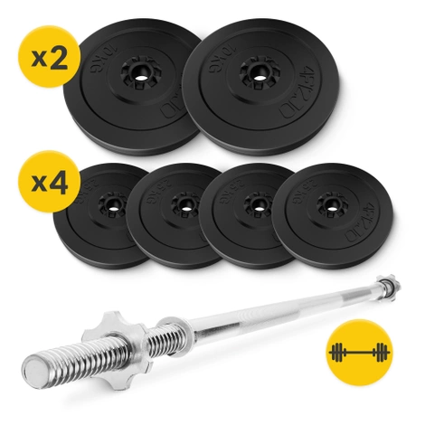 Zestaw kulturystyczny bitumiczny 40 kg + gryf prosty 180 cm