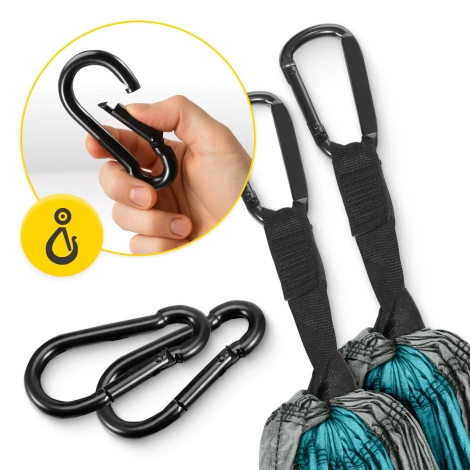 Hamak turystyczny dwuosobowy z moskiterią Mountain Goat szaro-turkusowy