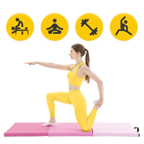 Materac gimnastyczny do ćwiczeń składany różowy