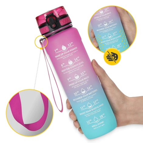 Butelka motywacyjna na wodę 1 L różowa