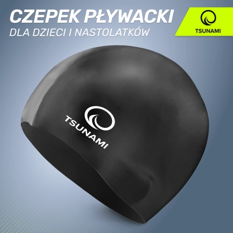 Czepek na basen dla dzieci TSUNAMI czarny