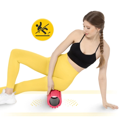 Wałek do masażu z wypustkami EVA 33 cm różowy