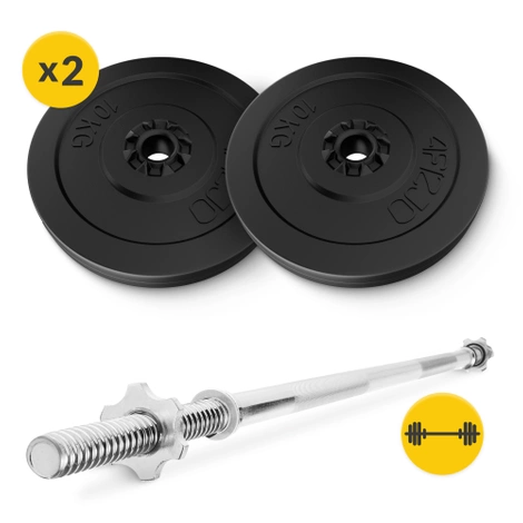 Zestaw kulturystyczny bitumiczny 20 kg + gryf prosty 150 cm