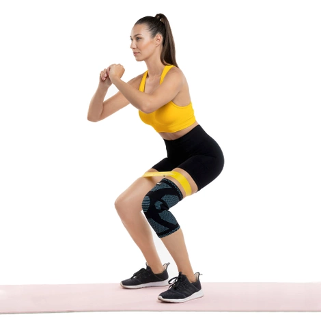 Elastyczna opaska na kolano ze stabilizacją rzepki S niebieska