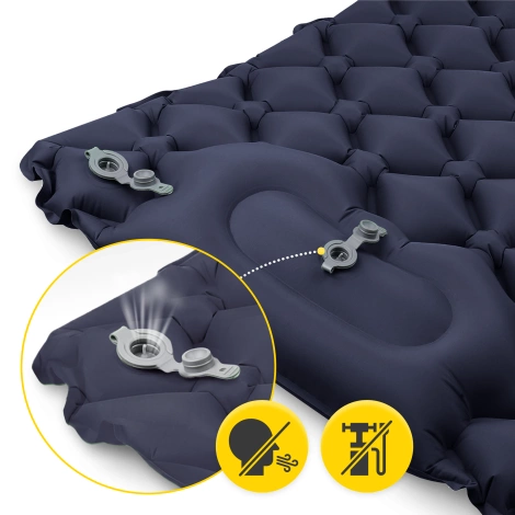 Dmuchany materac turystyczny jednoosobowy samopompujący Mountain Goat granatowy