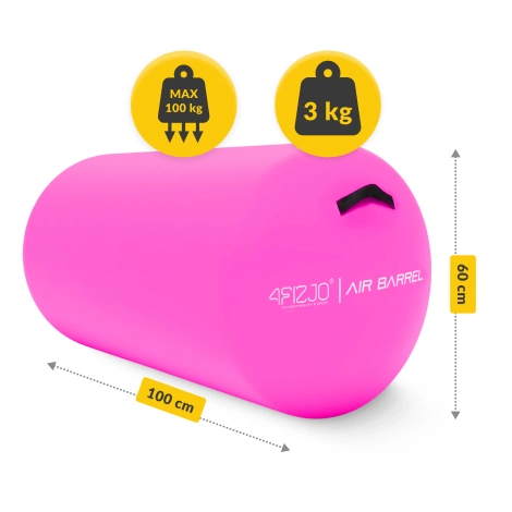 Dmuchany wałek gimnastyczny AIR BARREL 60 cm różowy