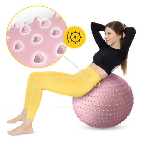 Piłka rehabilitacyjna z kolcami 65 cm różowa