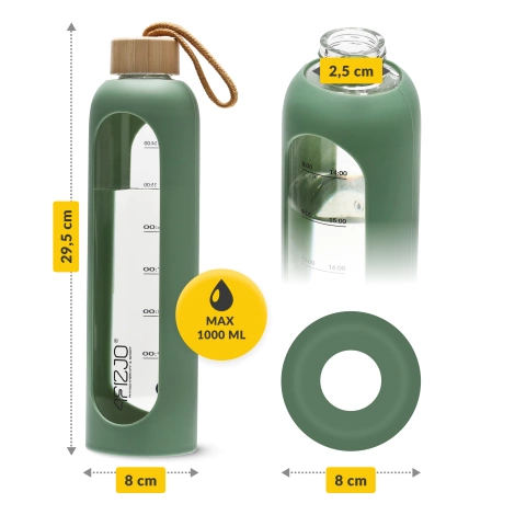 Butelka szklana na wodę 1 L zielona