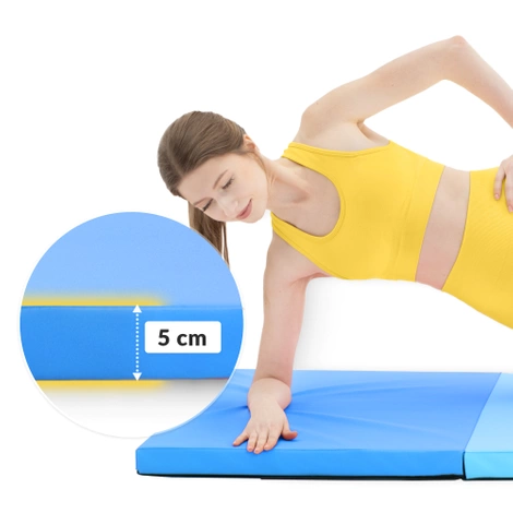 Materac gimnastyczny do ćwiczeń składany niebieski