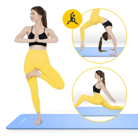 Mata do ćwiczeń fitness i jogi NBR 180 × 60 × 1 cm niebieska