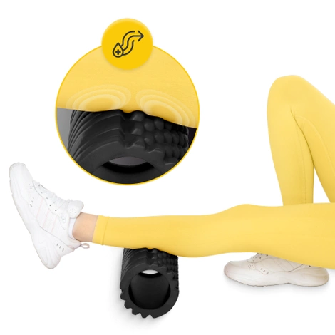 Wałek do masażu z wypustkami EVA 33 cm czarny