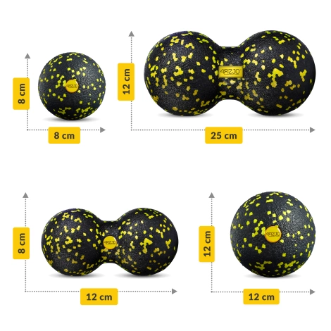 Wałek i piłki do rollowania i masażu EPP zestaw 6 szt. żółty