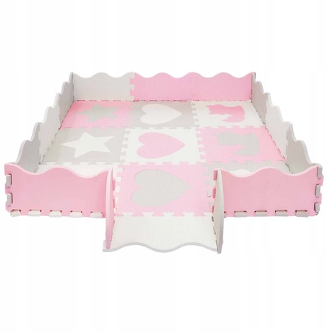 Mata edukacyjna dla dzieci puzzle 120 x 120 cm różowa