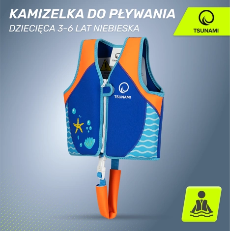 Kamizelka do pływania dla dzieci 3-6 lat TSUNAMI niebieska