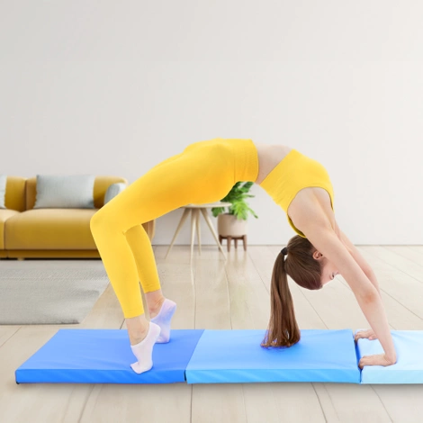 Materac gimnastyczny do ćwiczeń składany niebieski
