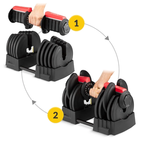 Regulowany hantel i sztanga 2w1 PREMIUM 2,5-40 kg