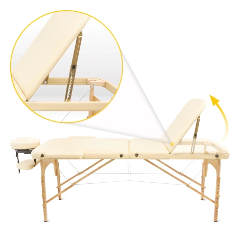 Stół do masażu drewniany z regulacją blatu 60 cm beżowy