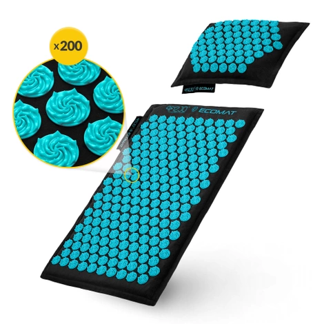 ECO Mata do akupresury z łuskami gryki i kokosem niebieska